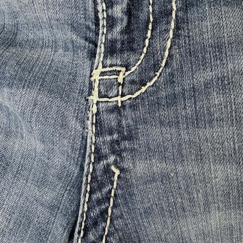BKE Buckle‎ Tyler Straight Distressed Denim Jeans Mens 40S Blue Thick Stitch Y2K - Picture 5 of 14